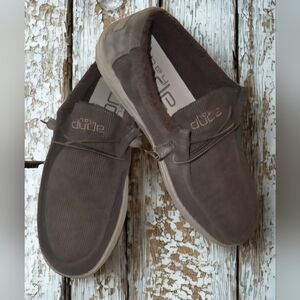 Hey Dude Men's size 12 . Wally Cordoroy & Suede Dark Khaki brown.